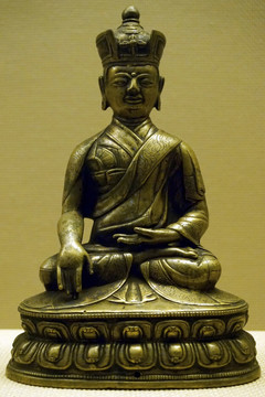 藏传佛教文物 明代祖师铜像
