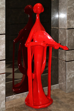 红色雕塑 金属雕塑 圆雕 雕塑
