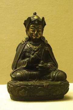 藏传佛教文物 明代莲花生铜像