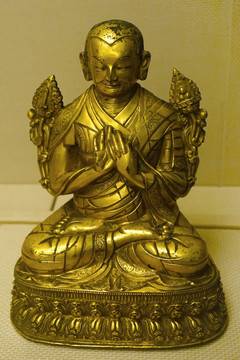 藏传佛教文物 明代宗喀巴铜像