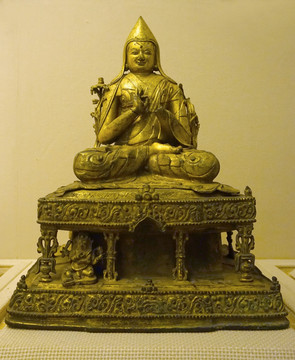 藏传佛教文物 明代宗喀巴铜像