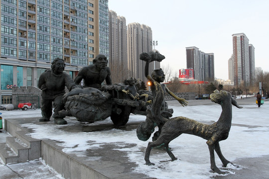 雕塑 铜雕 闯关东 东北哈尔滨