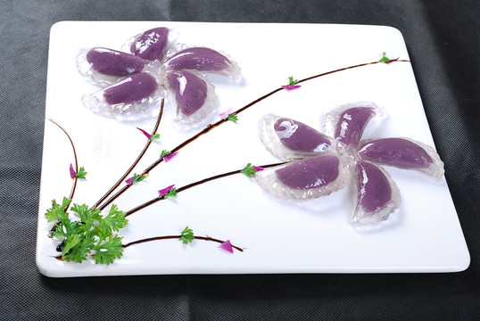 水晶紫薯饺
