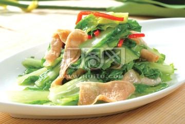 杭白菜炒豆衣