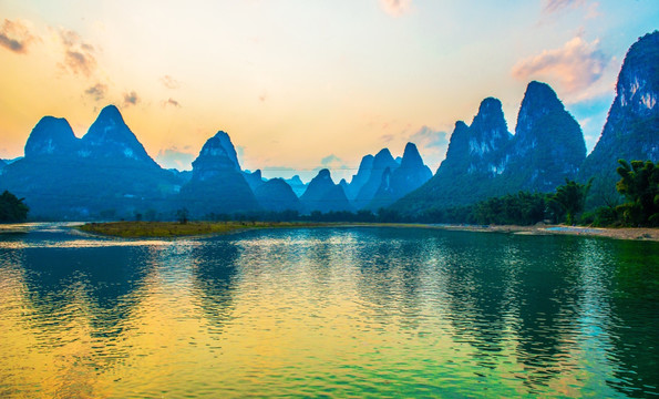 桂林山水甲天下 山水风光 夕阳