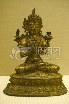 藏传佛教文物 明代文殊菩萨铜像