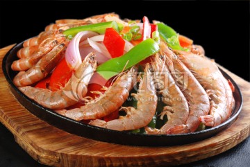 海鲜类 韩式铁板炒海虾