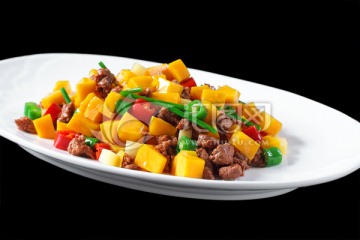 金瓜炒牛肉粒