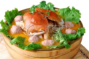 狮子头煮肉蟹