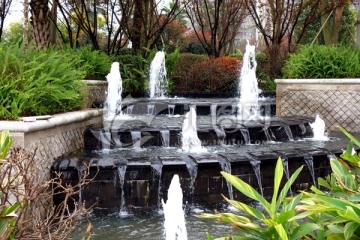 喷泉 瀑布 园林