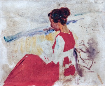华金索罗拉 西方女子风情油画