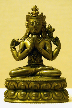 藏传佛教文物 观音菩萨铜像