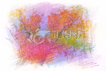 电脑绘画素材 秋天的树