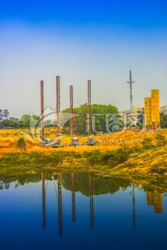 松山湖 建筑 建设 倒影