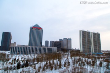 滨河新区雪景