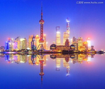 上海外滩夜景全景