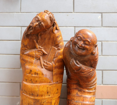 竹雕人物像 二仙雕像