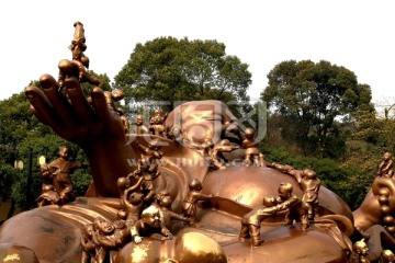 铜雕 百子戏弥勒 佛教造像