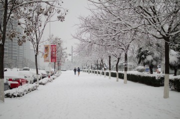 大雪 雪景街道