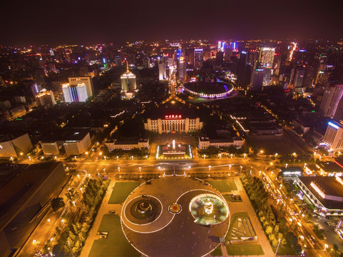 航拍成都天府广场全景