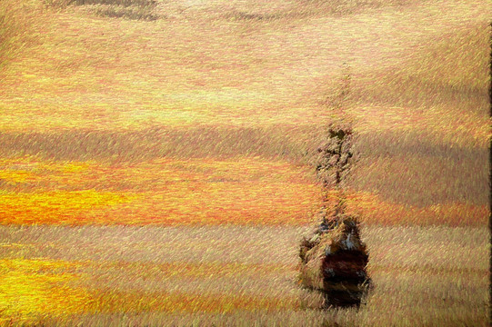 海上帆船绘画 插画 绘画背景图