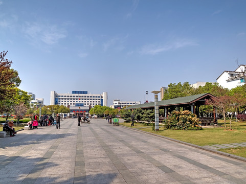 兰溪市府广场市府大楼广场全景