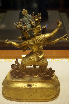 藏传佛教文物 清代双身观音铜像