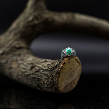 绿松石宝石银饰戒指指环