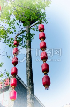 绳金塔文化街区 大红灯笼