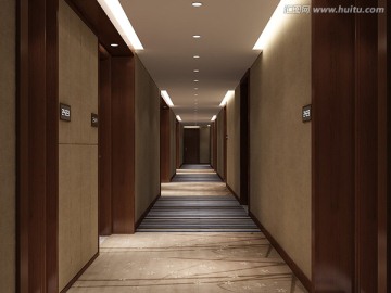 酒店宾馆过道效果图大图3D模型