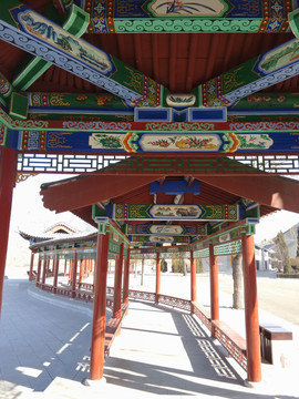 长亭 长廊 走廊 古建筑 仿古
