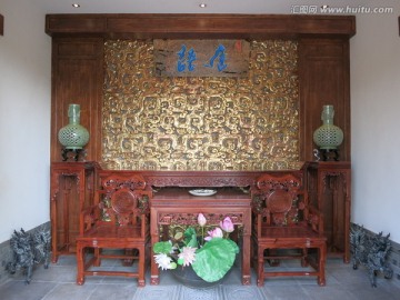 唐语砖雕金色砖雕实景