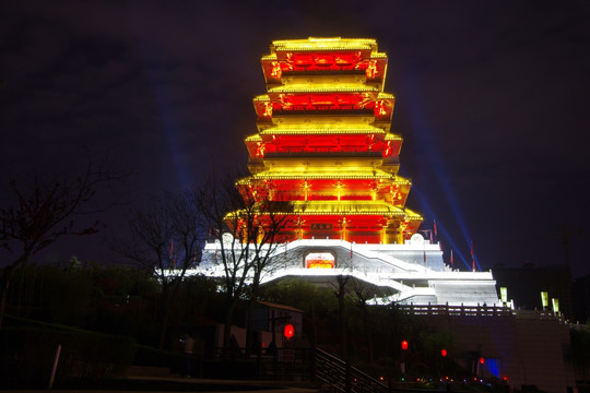 西安汉城湖景区夜景