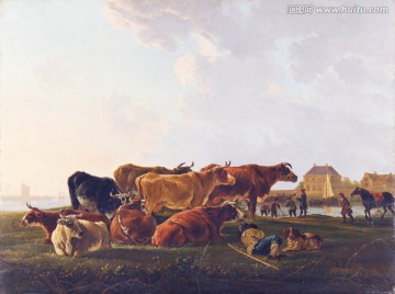 欧式古典乡村田园风景油画
