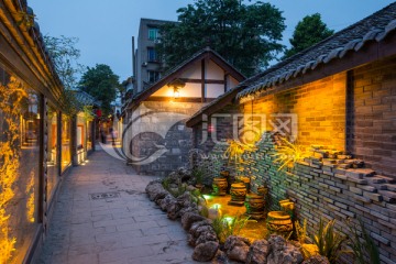 成都郫县唐昌古镇夜景