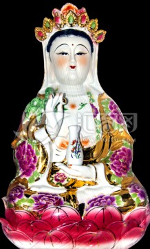 观音菩萨像 彩陶