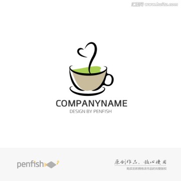 心形茶杯logo