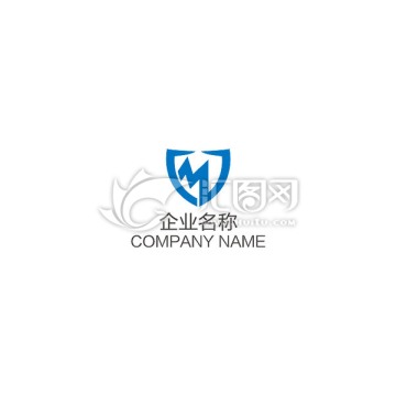 字母M盾牌企业通用logo设计
