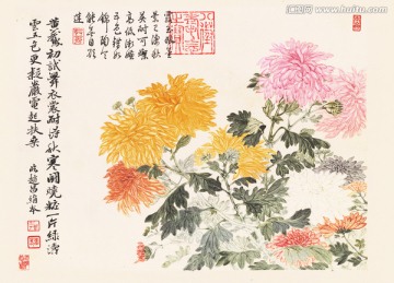 花草山水国画 恽南田高清扫描件