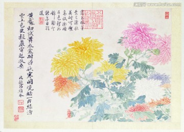 花草山水国画 恽南田高清扫描件