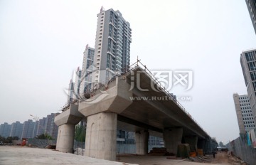 潮白河大桥工地现场