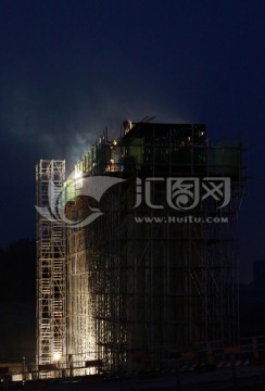 潮白河大桥建设夜景