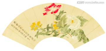 恽寿平 山水花卉扇面国画