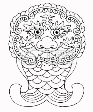 中国上古神兽 描线素材 椒图