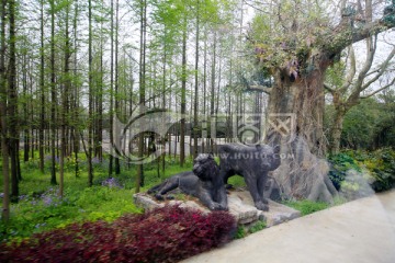 上海野生动物园野兽雕塑