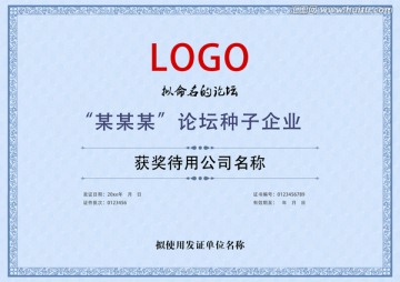 企业单位获奖认证证书模版