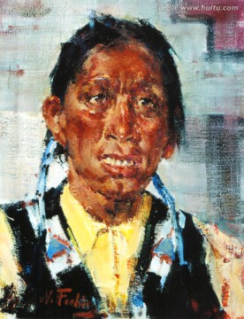 女人肖像油画 画廊品质