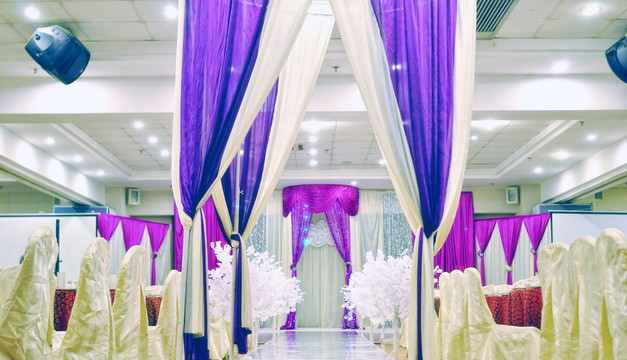 婚庆婚礼紫色白色主题布场效果