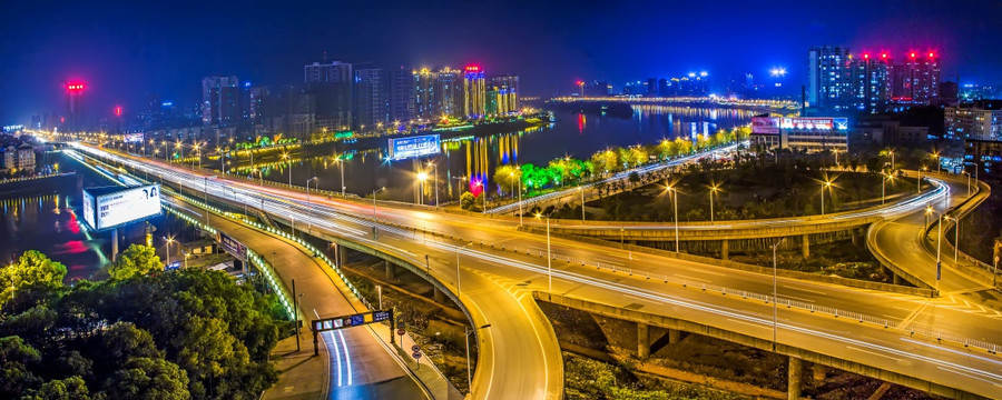 衡阳夜景 湘江 大桥 桥梁