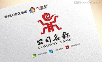 鼎 祥云 中国风LOGO